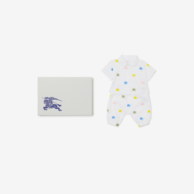 Burberry Childrens Ekd Cotton Two-piece Baby Gift Set In Multicolour