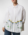 MARINA RINALDI PLUS SIZE PECE FLORAL-EMBROIDERED POPLIN SHIRT