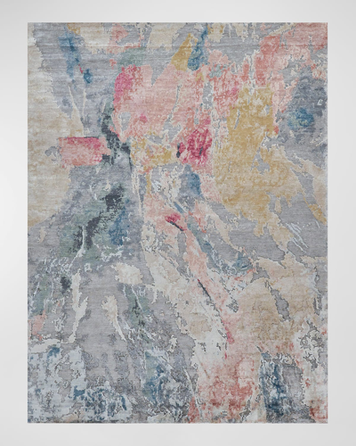 Exquisite Rugs Floor Art Hand-knotted Silver & Blush Rug, 9' X 12' In Multi
