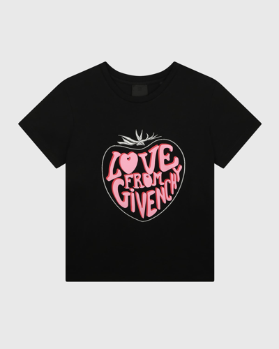 Givenchy Kids' Girl's Embroidered Logo Short-sleeve T-shirt In Black