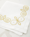 Deborah Rhodes Henna Embroidered Napkins, Set Of 4 In Yellow