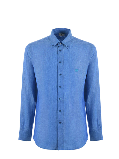 Etro Buttoned Long-sleeved Shirt In Blue