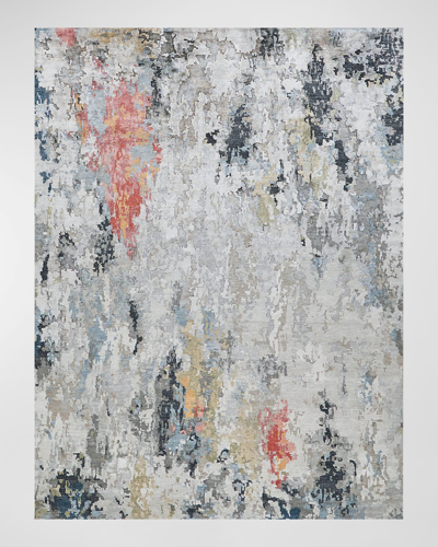 Exquisite Rugs Floor Art Hand-knotted Silver & Gray Rug, 6' X 9'