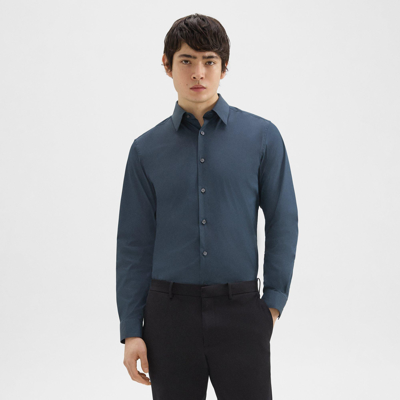 Theory Sylvain Shirt In Good Cotton In Deep Sea Blue