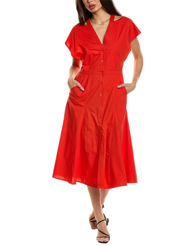 Equipment Doriane Midi Cotton Dress In Red