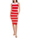 Gracia Colorblock Zip-back Bodycon Dress In Red And White In Red