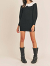 Lush Annalise Bib Collar Sweater Dress In Black In Black