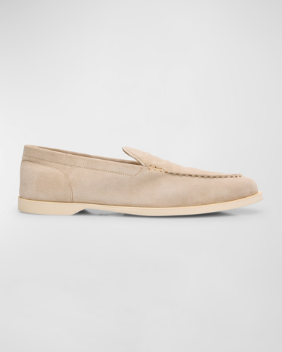 John Lobb Pace Suede Loafers In Grey