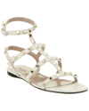 Valentino Rockstud Caged Leather Ankle Strap Sandal In White