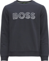 HUGO BOSS MEN'S SALBO CONTRASTING LOGO CREWNECK SWEATSHIRT IN DARK BLUE