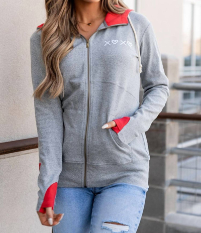Ampersand Ave Full Zip Sweatshirt In Hugs & Kisses In Multi