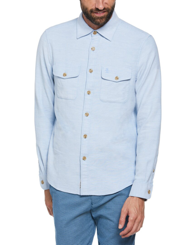 Original Penguin Double Weave Shirt In Blue