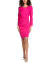 Joseph Ribkoff Sheath Dress With Puff Sleeves In Pink In Pink