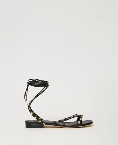 Twinset Sandalo Thongs Sandal In Nero In Black