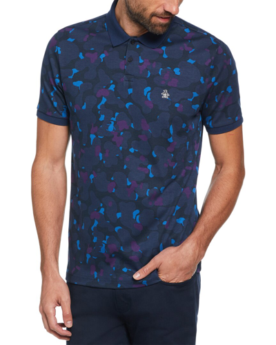 Original Penguin All-over Camo Pete Print Polo Shirt In Blue