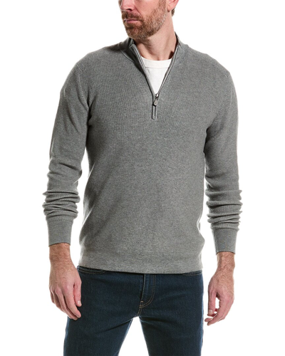 Raffi English Rib 1/4-zip Mock Neck Sweater In Grey