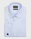 Emporio Armani Cotton Stretch Solid Regular Fit Button Down Shirt In Solid Medi