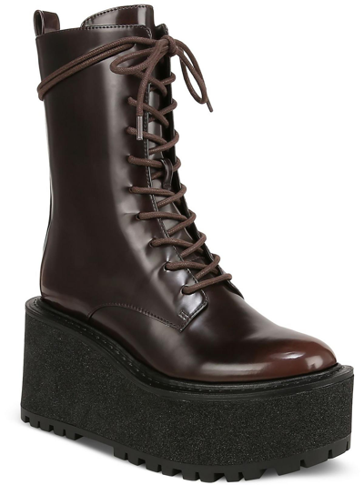 Circus Slater Womens Faux Leather Casual Combat & Lace-up Boots In Pink