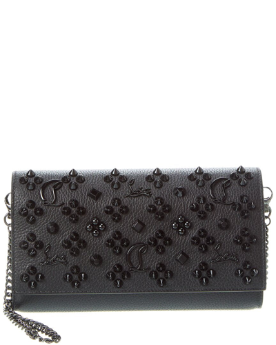 Christian Louboutin Paloma Wallet On Chain In Leather With Loubinthesky Spikes In Black