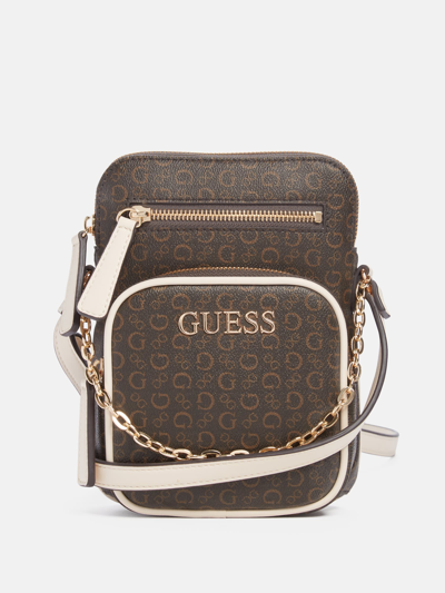 Guess Factory Filmore Canvas Crossbody In Brown