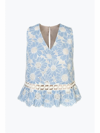 Adelyn Rae Women's Krissa Embroidered Top In Blue Chambray In Multi