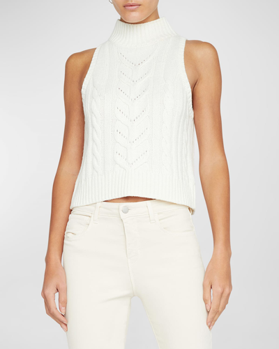 L Agence Bellini Cable-knit Turtleneck Tank Top In Multi
