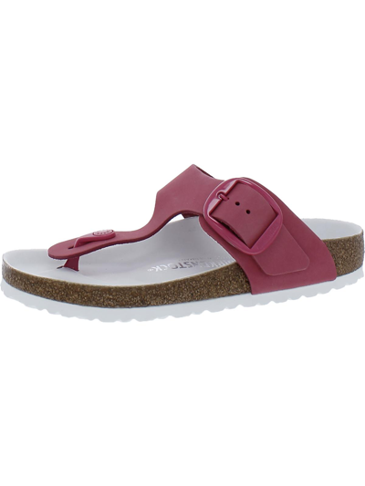Birkenstock Gizeh Big Buckle Womens Nubuck Slide T-strap Sandals In Pink