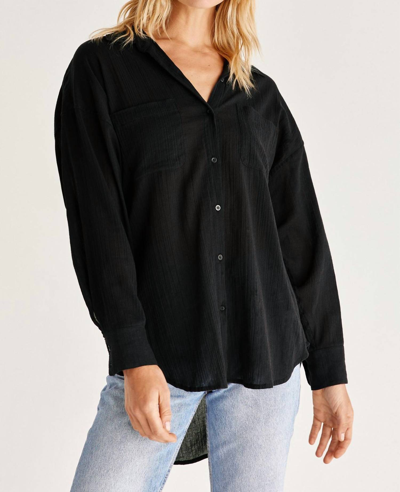 Z Supply Lalo Gauze Button Up Top In Black