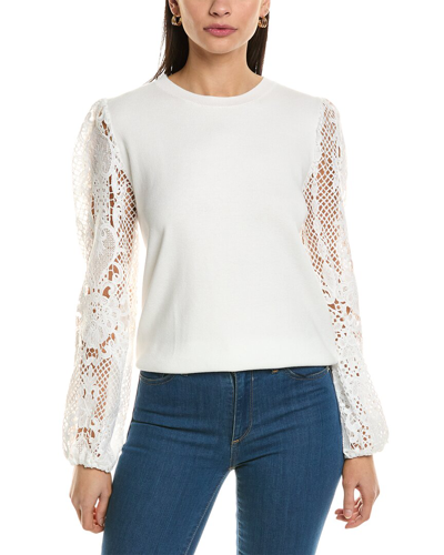 Fate Contrast Lace Sweater In White