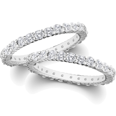 Pompeii3 2ct Matching Diamond Eternity Wedding 14k Ring Set In Multi