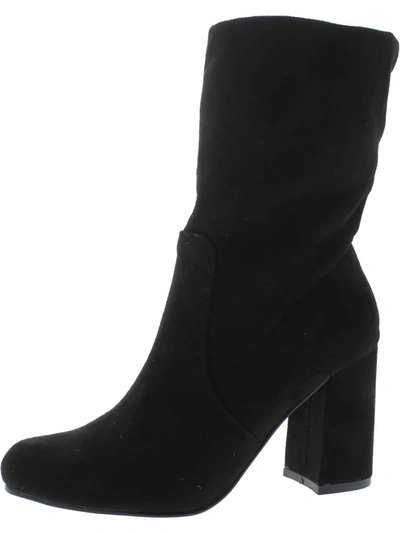 Allegra K Womens Faux Suede Pull On Ankle Boots In Black