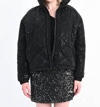 LILI SIDONIO PUFFER DOWN JACKET WITH HOUNDSTOOTH PATTERN IN BLACK METALLIC
