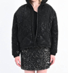 Lili Sidonio Puffer Down Jacket With Houndstooth Pattern In Black Metallic In Multi