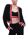 Alice And Olivia Alice + Olivia Juana Tipped Stripe Crop Cardigan In Black