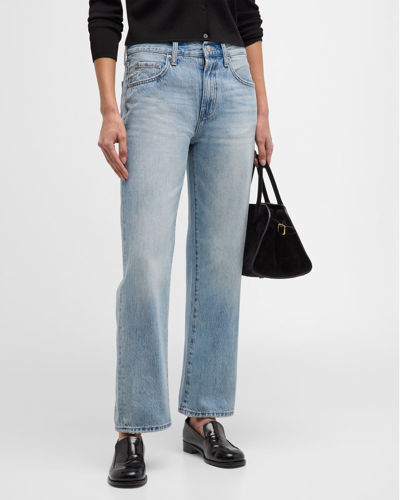 Pistola Lexi Mid-rise Bowed Straight-leg Jeans In Bowie