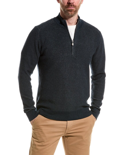 Raffi English Rib 1/4-zip Mock Neck Sweater In Blue