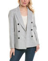 Peserico Double-breasted Wool & Linen-blend Jacket In Grey