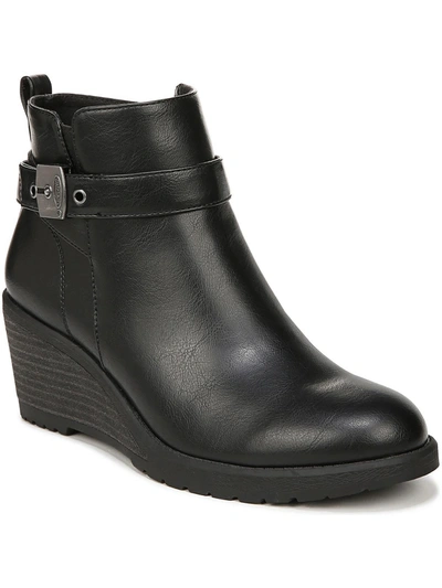 Dr. Scholl's Shoes Camille Womens Faux Leather Zipper Ankle Boots In Black