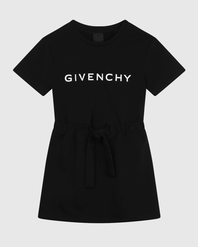 Givenchy Kids' Girl's Short-sleeve Fleece Logo Dress In Black