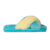 CLOUD NINE SHEEPSKIN EMMA SLIDE SLIPPERS IN BLUE/YELLOW