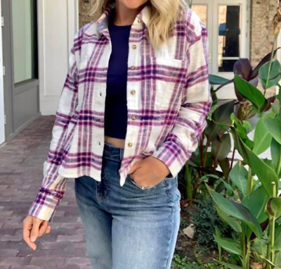 Z Supply Ethan Cropped Plaid Top In Silver