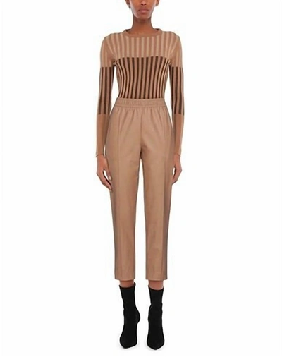 Nude Camel Leather Pant In Brown