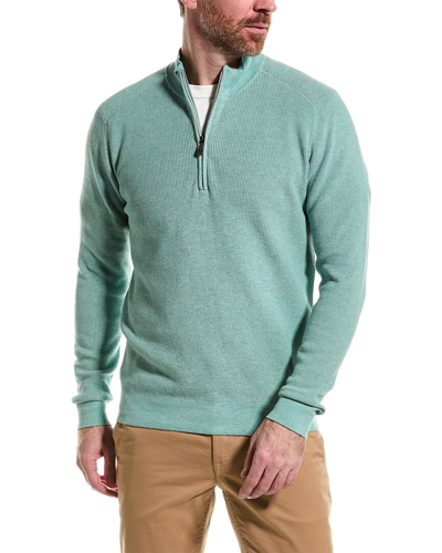 Raffi English Rib 1/4-zip Mock Neck Sweater In Green