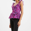 French Connection Aden Bai Lurex Frill Cami Top In Dahlia In Multi