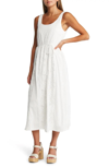 ADELYN RAE VIVIAN LACE INSET COTTON MAXI DRESS IN WHITE