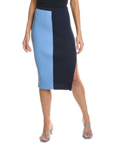 Staud Lorraine Rib-knit Jersey Midi Skirt In Blue
