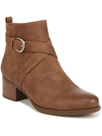 Naturalizer Kimbra Womens Faux Leather Buckle Ankle Boots In Brown