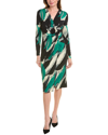 Joseph Ribkoff Abstract Print Wrap Dress In Black Multi In Black