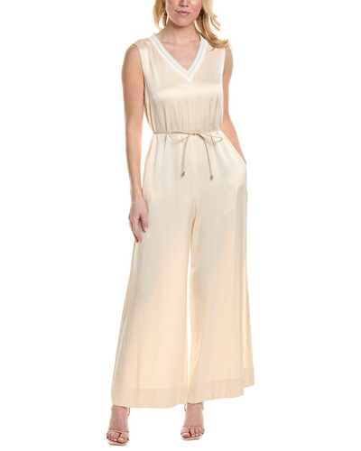 Peserico Hammered Satin Jumpsuit In Beige