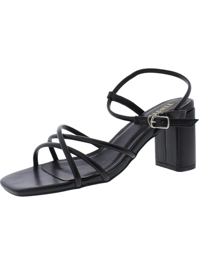 Trendsup Collection Womens Faux Leather Ankle Strap Heels In Black